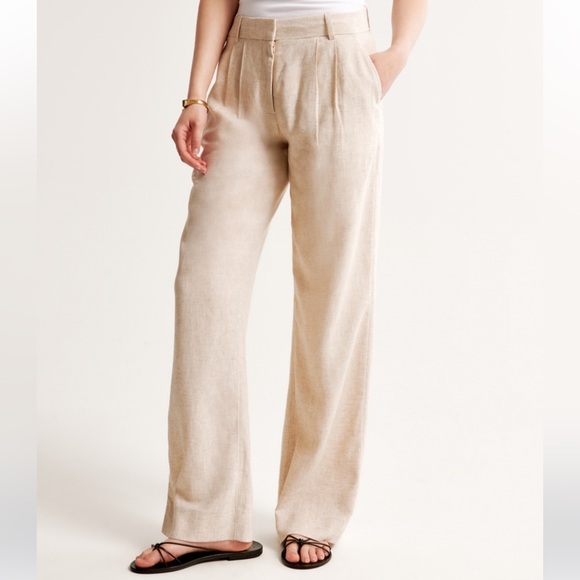 Abercrombie & Fitch A&F Sloane Linen-Blend Wide Leg Pant 27 regular - Picture 2 of 7